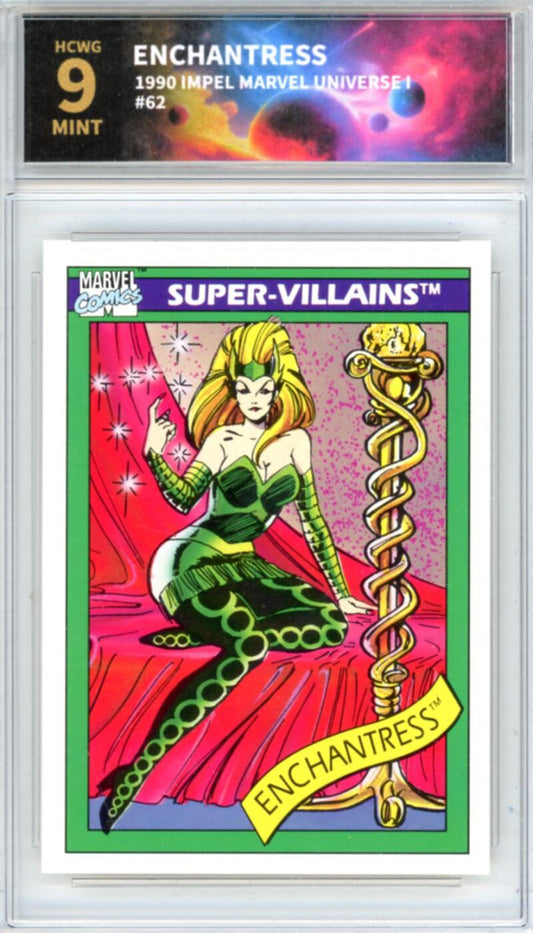 1990 Impel Marvel Universe I #62 Enchantress Graded Gem-Mint HCWG 9 Image 1