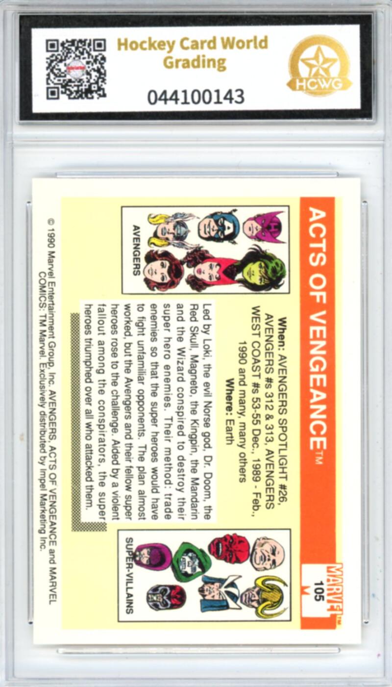 1990 Impel Marvel Universe I #105 Acts of Vengeance Graded Mint HCWG 9 Image 2