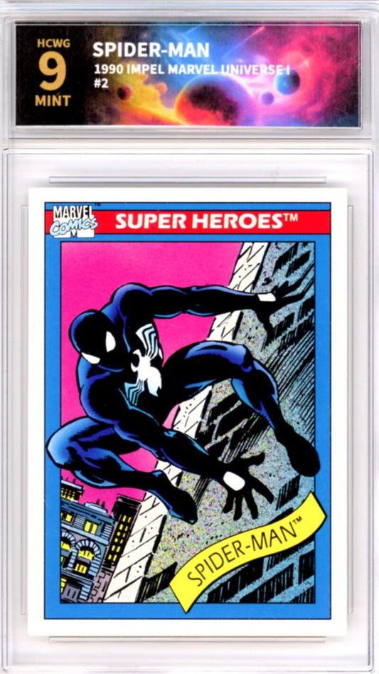 1990 Impel Marvel Universe I #2 Spider-Man Graded Mint HCWG 9 Image 1