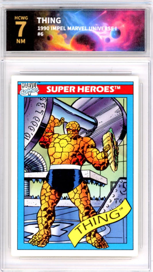 1990 Impel Marvel Universe I #6 Thing Graded Mint HCWG 7 Image 1