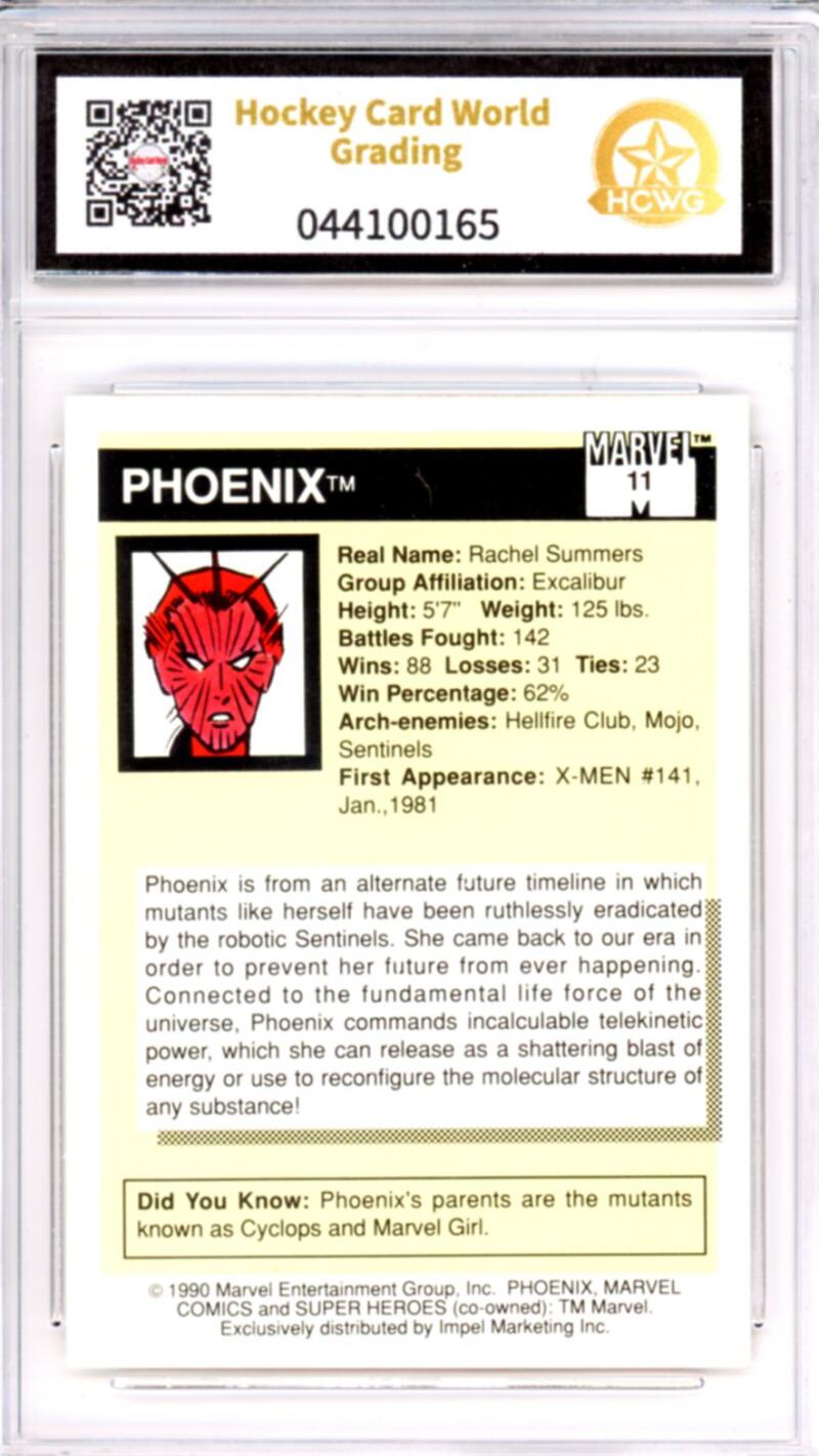 1990 Impel Marvel Universe I #11 Phoenix Graded Mint HCWG 9 Image 2