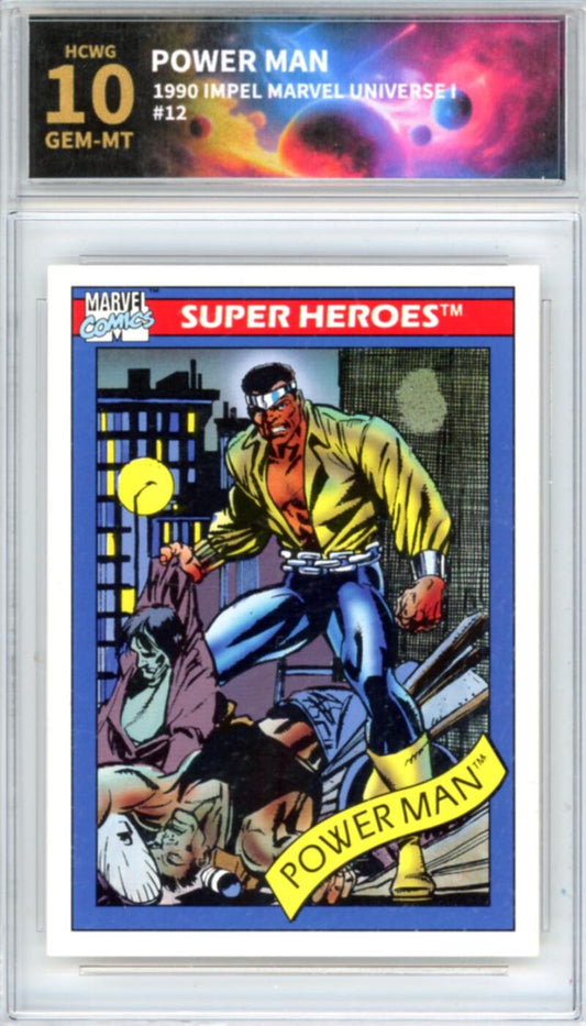 1990 Impel Marvel Universe I #12 Power Man Graded Gem Mint HCWG 10 Image 1