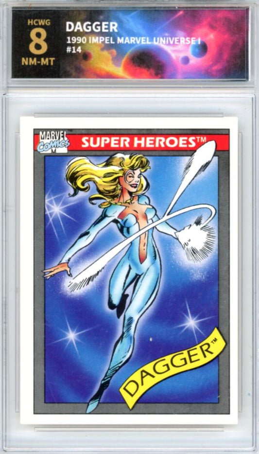 1990 Impel Marvel Universe I #14 Dagger Graded NM-Mint HCWG 8 Image 1