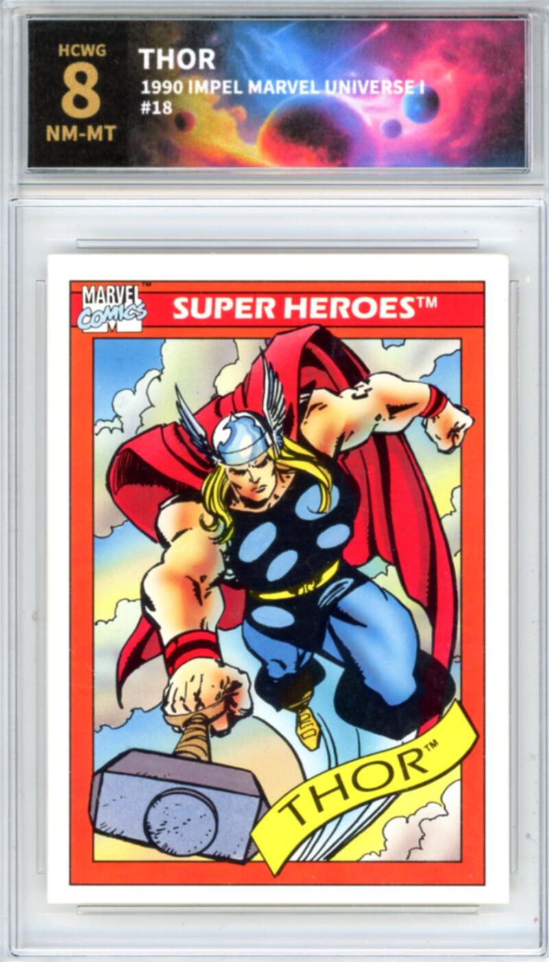 1990 Impel Marvel Universe I #18 Thor Graded NM-Mint HCWG 8 Image 1