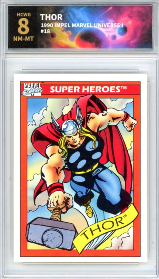 1990 Impel Marvel Universe I #18 Thor Graded NM-Mint HCWG 8 Image 1