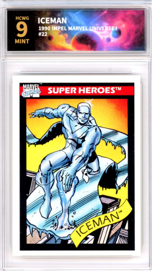 1990 Impel Marvel Universe I #22 Iceman Graded Mint HCWG 9 Image 1
