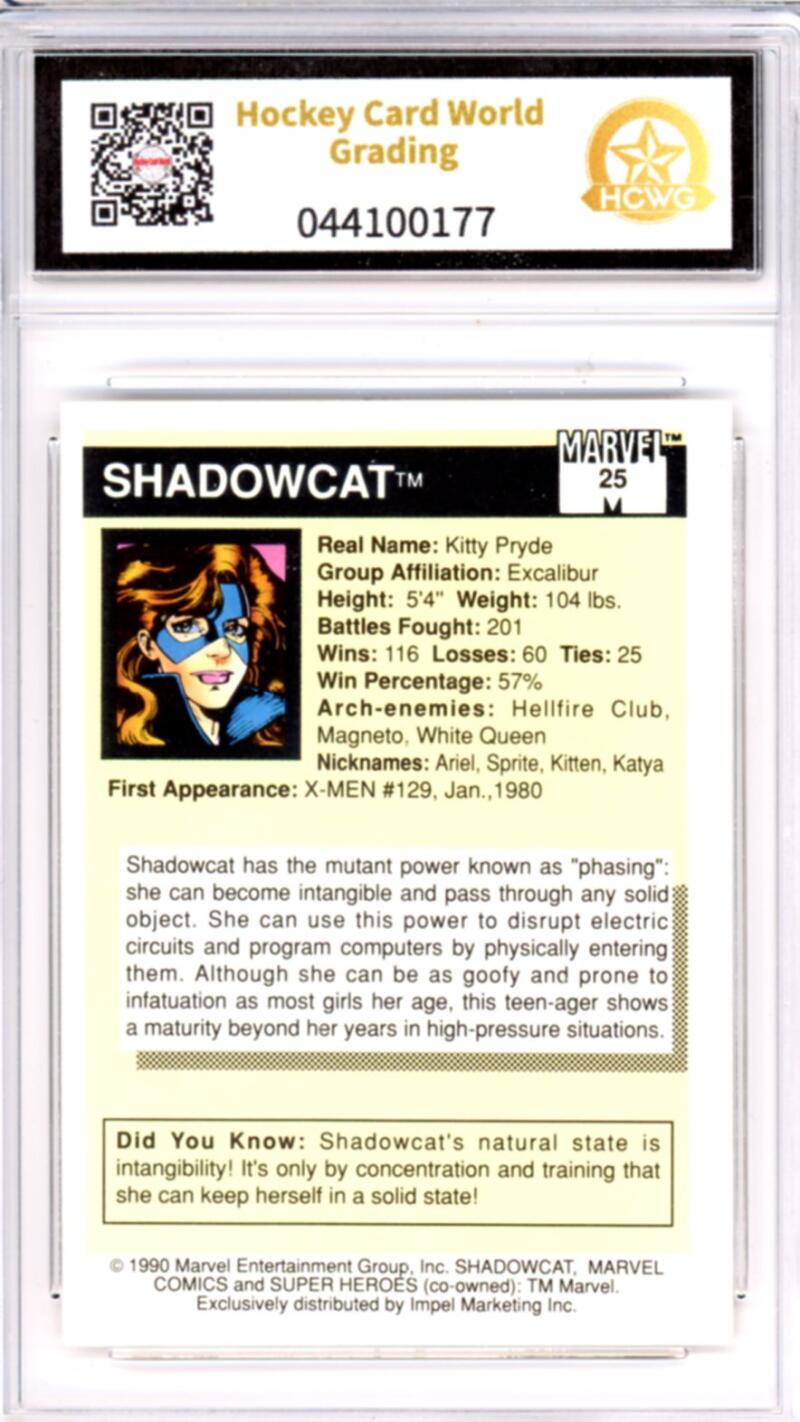 1990 Impel Marvel Universe I #25 Shadowcat Graded NM-Mint HCWG 8 Image 2