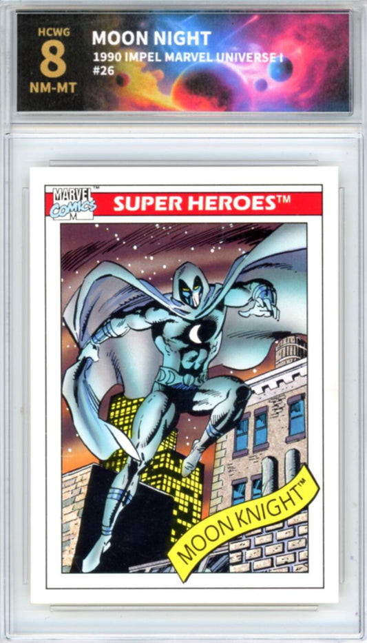 1990 Impel Marvel Universe I #26 Moon Night Graded NM-Mint HCWG 8 Image 1