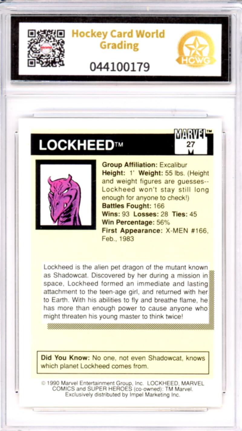 1990 Impel Marvel Universe I #27 Lockheed Graded NM-Mint HCWG 8 Image 2