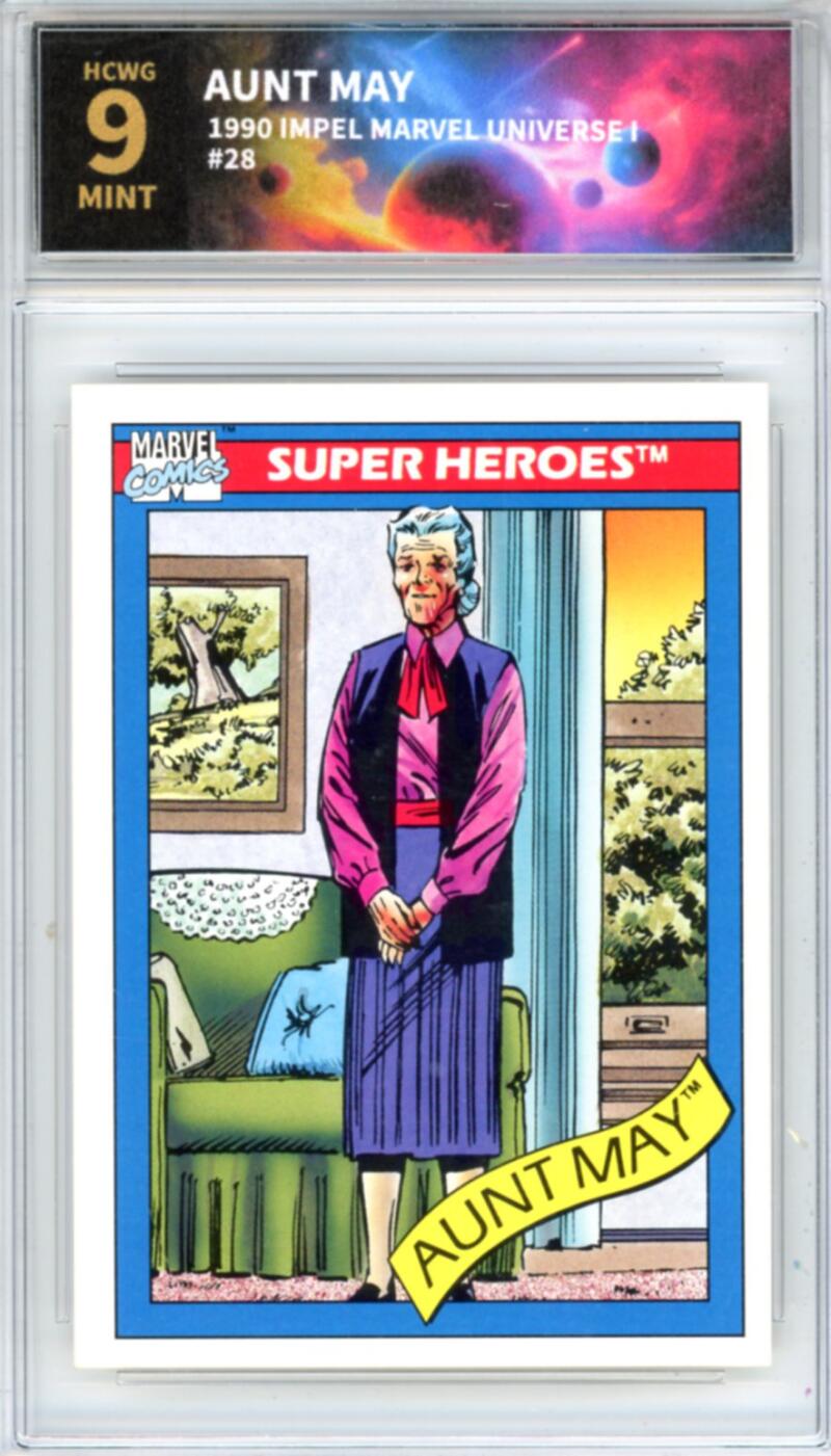 1990 Impel Marvel Universe I #28 Aunt May Graded Mint HCWG 9 Image 1