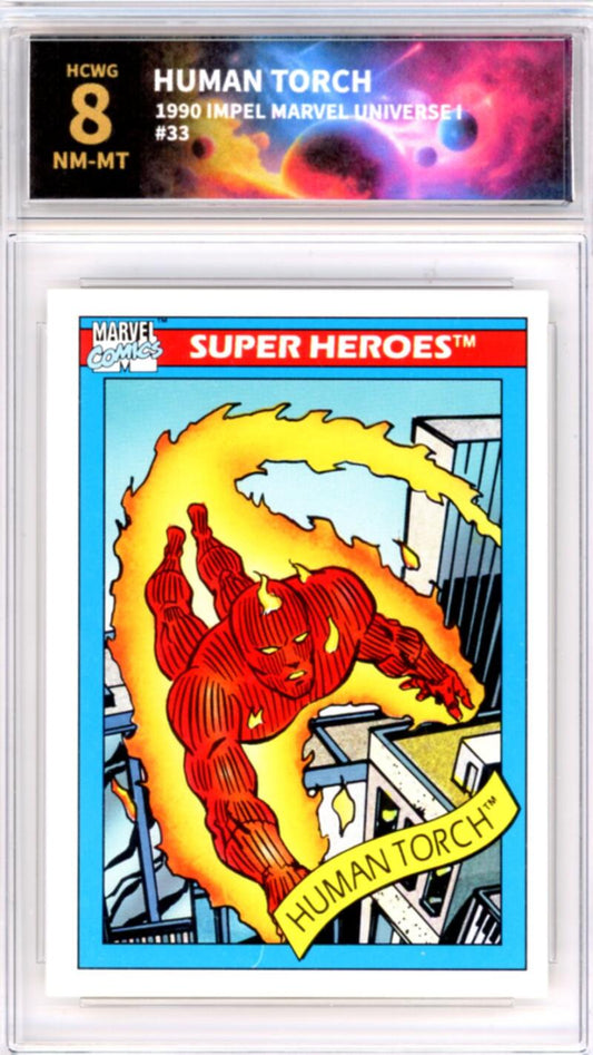 1990 Impel Marvel Universe I #33 Human Torch Graded NM-Mint HCWG 8 Image 1