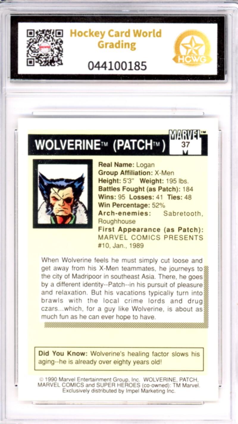 1990 Impel Marvel Universe I #37 Wolverine Graded Mint HCWG 9 Image 2
