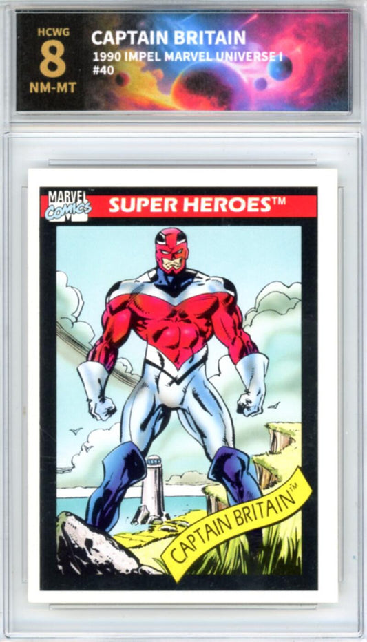 1990 Impel Marvel Universe I #40 Captain Britain Graded NM-Mint HCWG 8 Image 1