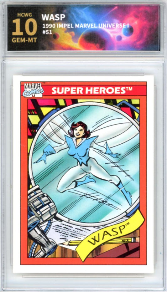 1990 Impel Marvel Universe I #51 Wasp Graded Gem Mint HCWG 10 Image 1