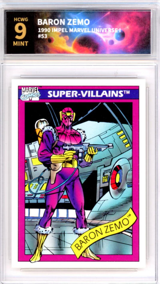 1990 Impel Marvel Universe I #53 Baron Zemo Graded Mint HCWG 9 Image 1