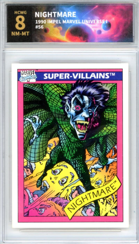 1990 Impel Marvel Universe I #56 Nightmare Graded Mint HCWG 8 Image 1