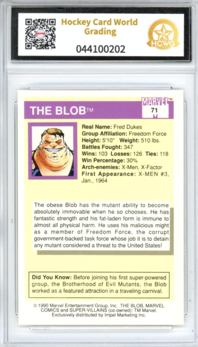 1990 Impel Marvel Universe I #71 Blob Graded Mint HCWG 9 Image 2