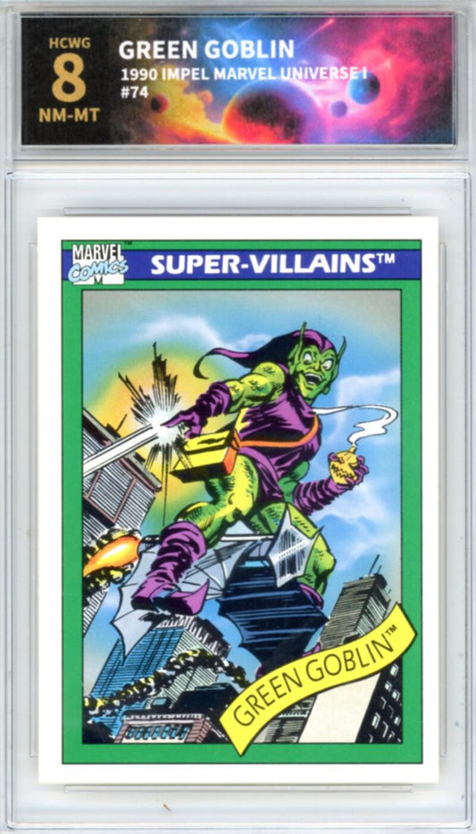 1990 Impel Marvel Universe I #74 Green Goblin Graded Mint HCWG 8 Image 1