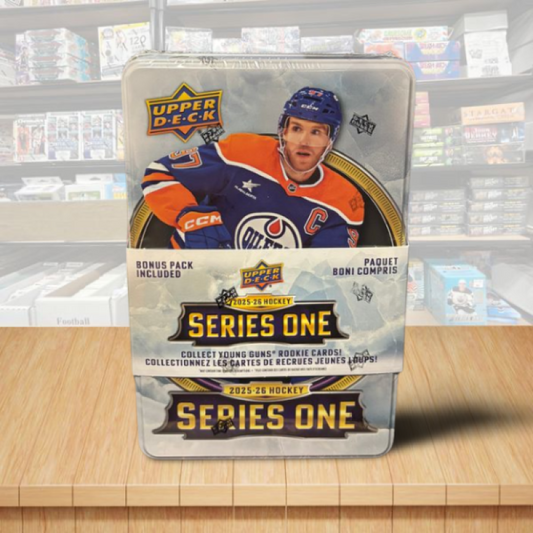 2025-26 Upper Deck Series 1 Hockey Sealed Tin - 9 Packs Per TIn Image 1