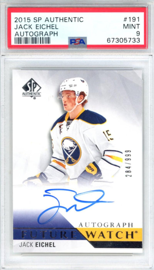 2015-16 SP Authentic #191 Jack Eichel Autograph Rookie RC 284/999 PSA 9 Image 1