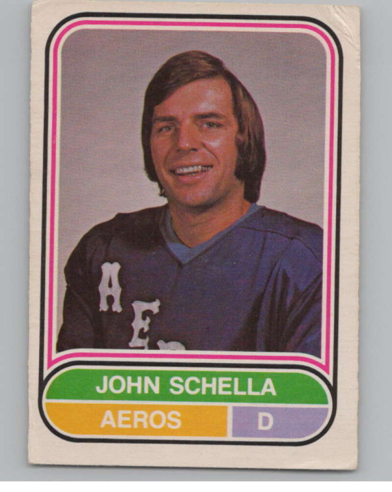 1975-76 O-Pee-Chee WHA #21 John Schella  RC Rookie Houston Aeros  V103157 Image 1