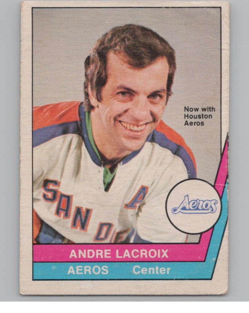 1977-78 O-Pee-Chee WHA #30 Andre Lacroix  Houston Aeros  V103311 Image 1