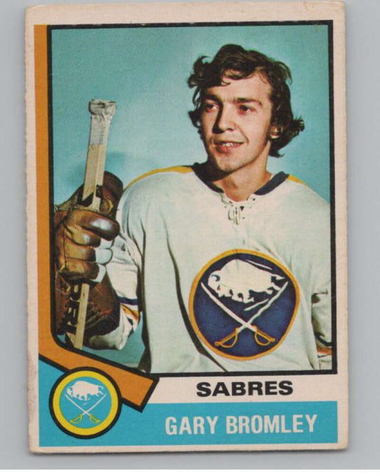 1974-75 O-Pee-Chee #7 Gary Bromley NHL RC Rookie Buffalo Sabres  V103328 Image 1