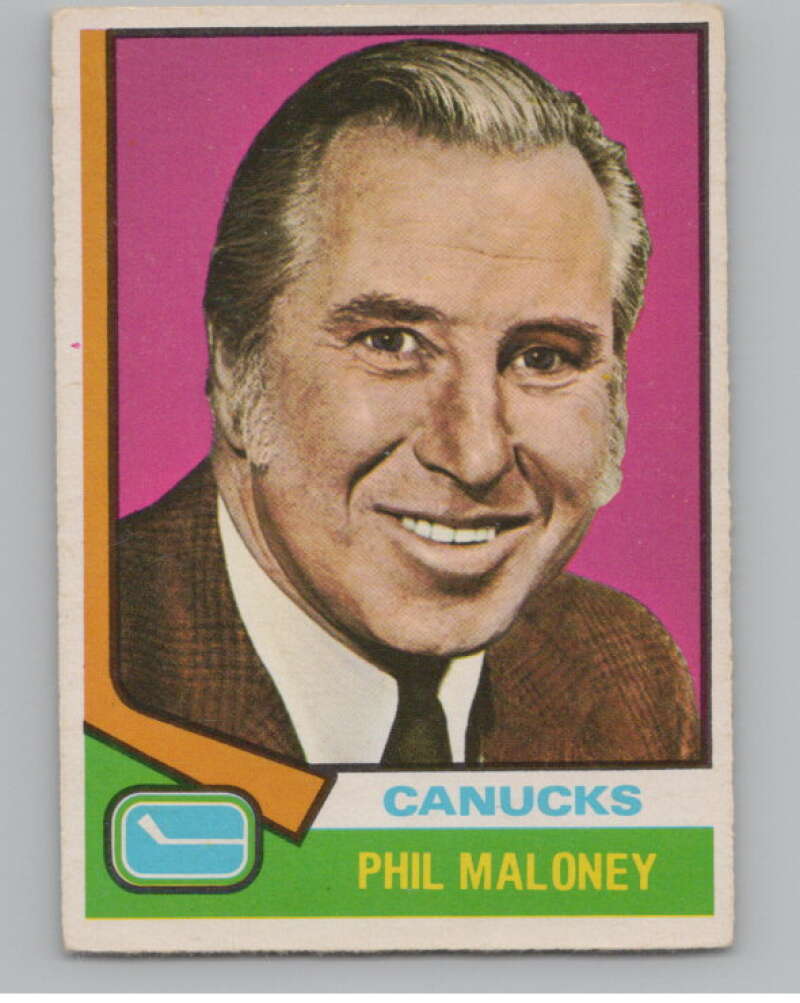 1974-75 O-Pee-Chee #104 Phil Maloney CO NHL RC Rookie Canucks  V103351 Image 1