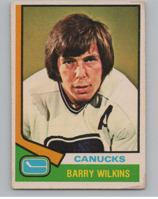 1974-75 O-Pee-Chee #182 Barry Wilkins NHL Vancouver Canucks  V103377 Image 1