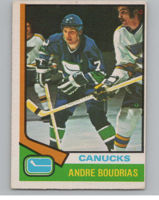 1974-75 O-Pee-Chee #191 Andre Boudrias NHL Vancouver Canucks  V103389 Image 1