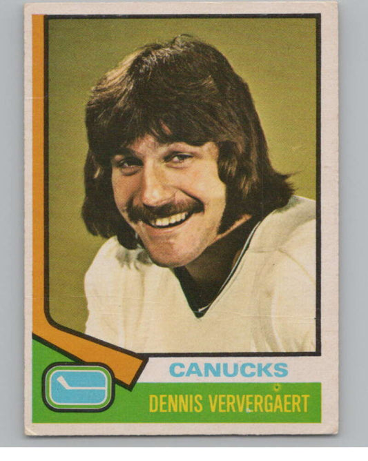 1974-75 O-Pee-Chee #207 Dennis Ververgaert NHL RC Rookie Canucks  V103397 Image 1