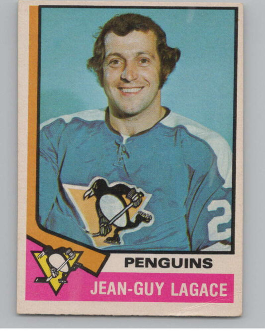 1974-75 O-Pee-Chee #299 Jean-Guy Lagace NHL RC Rookie Penguins  V103422 Image 1