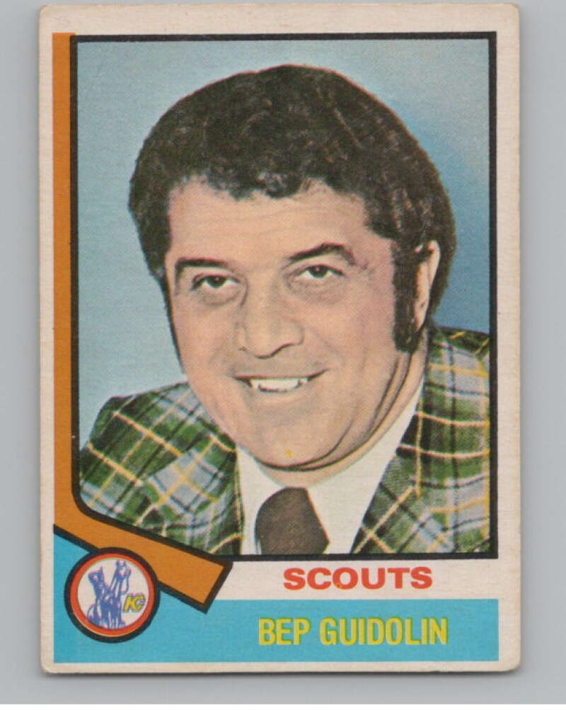 1974-75 O-Pee-Chee #34 Bep Guidolin CO  Kansas City Scouts  V103473 Image 1