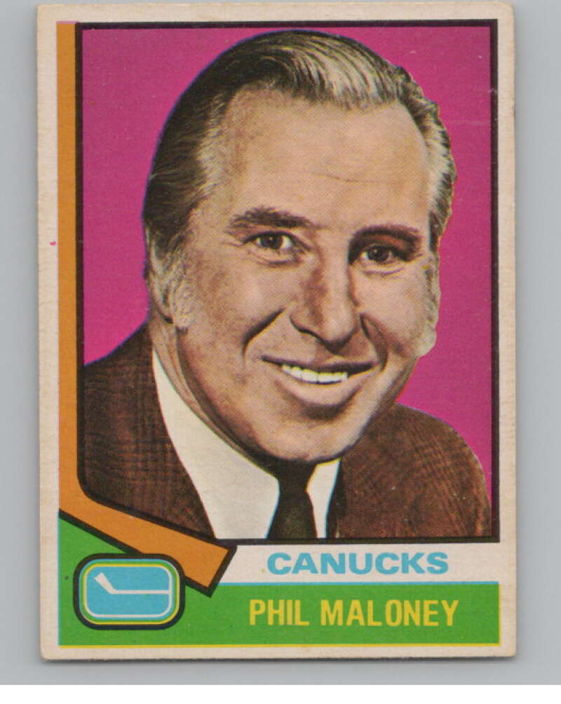 1974-75 O-Pee-Chee #104 Phil Maloney CO  RC Rookie Canucks  V103539 Image 1