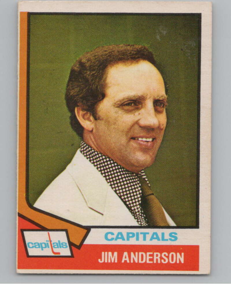 1974-75 O-Pee-Chee #118 Jim Anderson CO  RC Rookie Capitals  V103566 Image 1