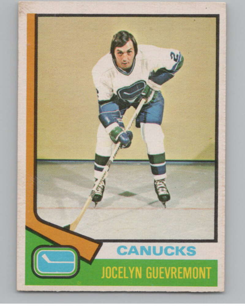1974-75 O-Pee-Chee #122 Jocelyn Guevremont  Vancouver Canucks  V103568 Image 1