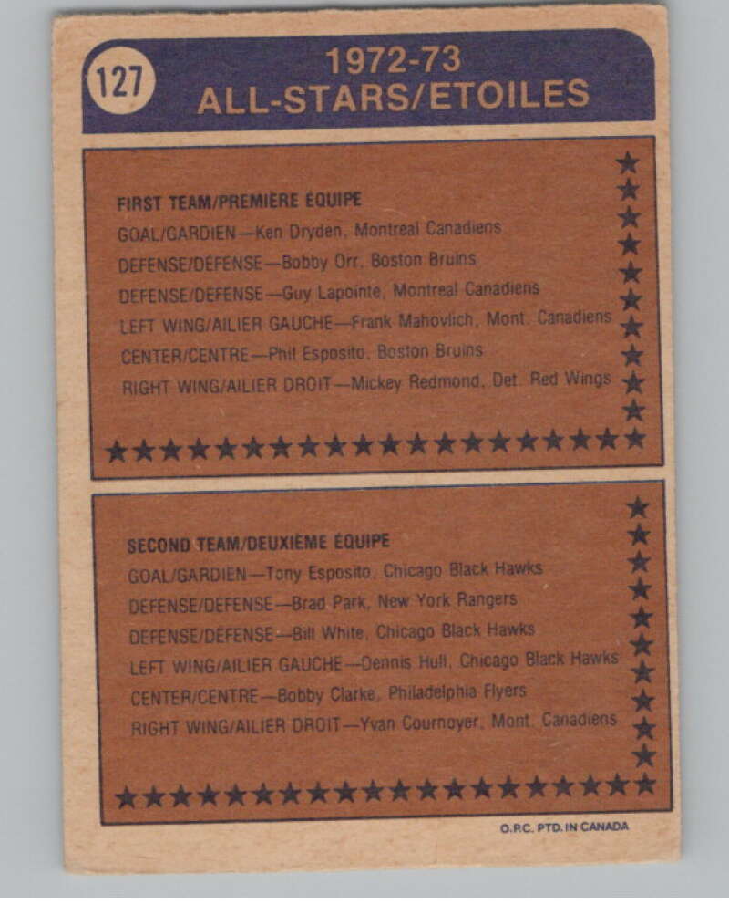 1974-75 O-Pee-Chee #127 Rick Martin AS  Buffalo Sabres  V103577 Image 2