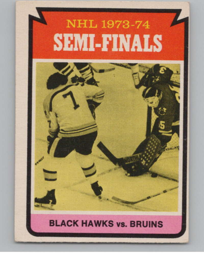 1974-75 O-Pee-Chee #214 Semifinals Bruins over Blackhawks  V103695 Image 1