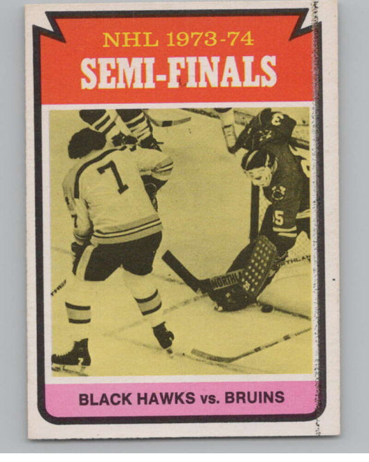 1974-75 O-Pee-Chee #214 Semifinals Bruins over Blackhawks  V103696 Image 1