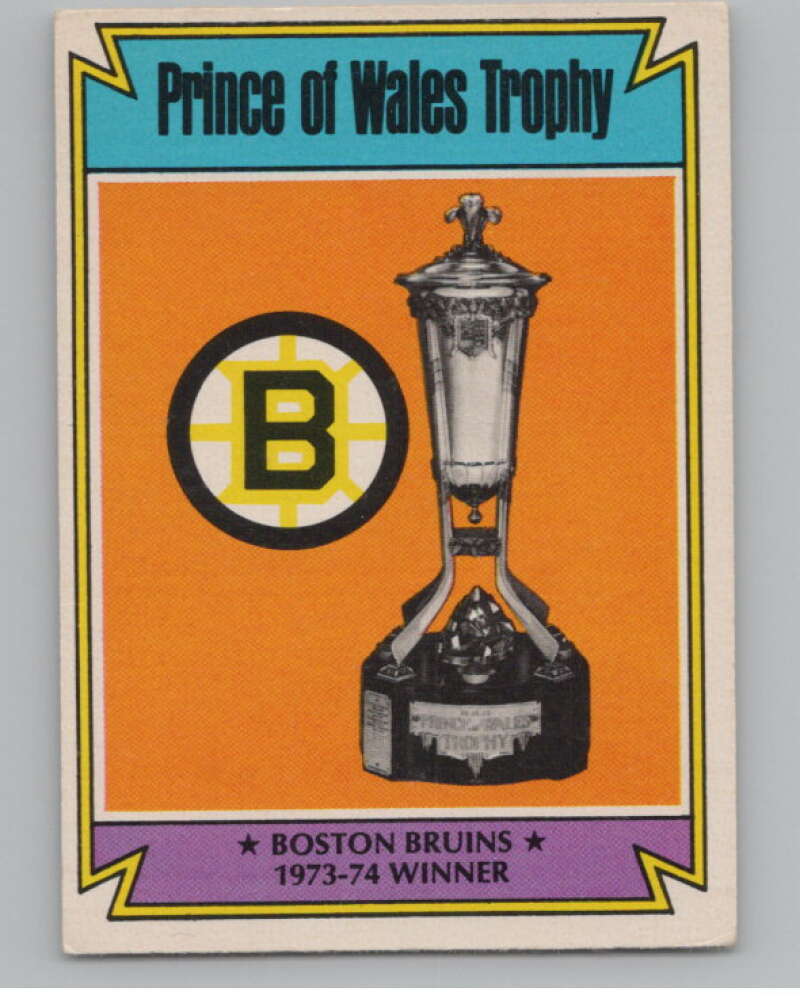 1974-75 O-Pee-Chee #247 Boston Bruins Prince of Wales Trophy  V103735 Image 1