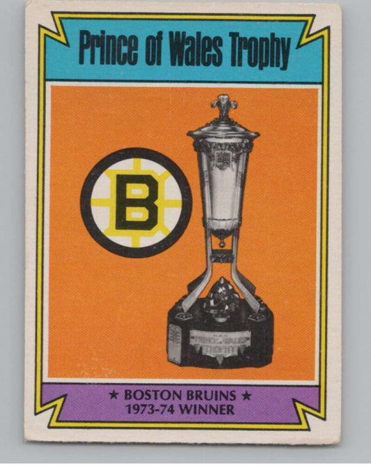 1974-75 O-Pee-Chee #247 Boston Bruins Prince of Wales Trophy  V103736 Image 1