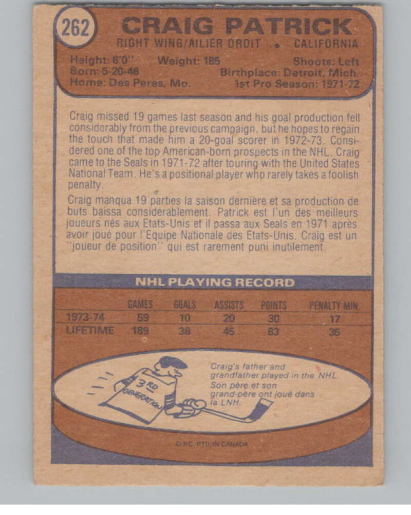 1974-75 O-Pee-Chee #263 Craig Cameron  New York Islanders  V103748 Image 2