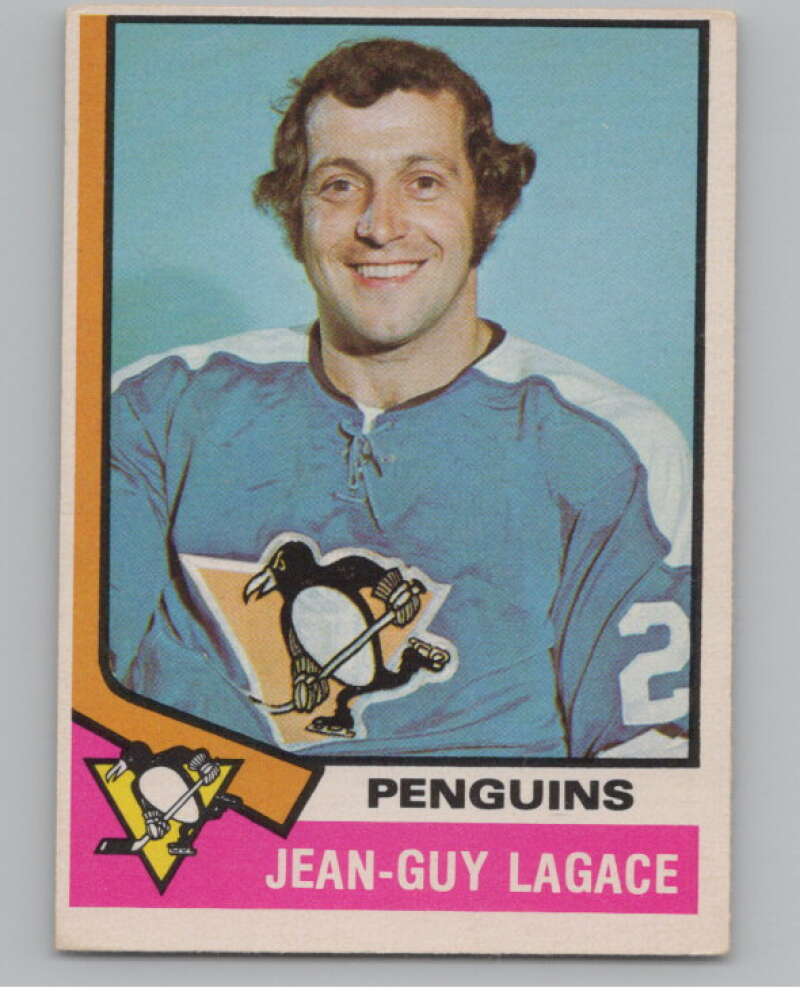 1974-75 O-Pee-Chee #299 Jean-Guy Lagace  RC Rookie Penguins  V103785 Image 1