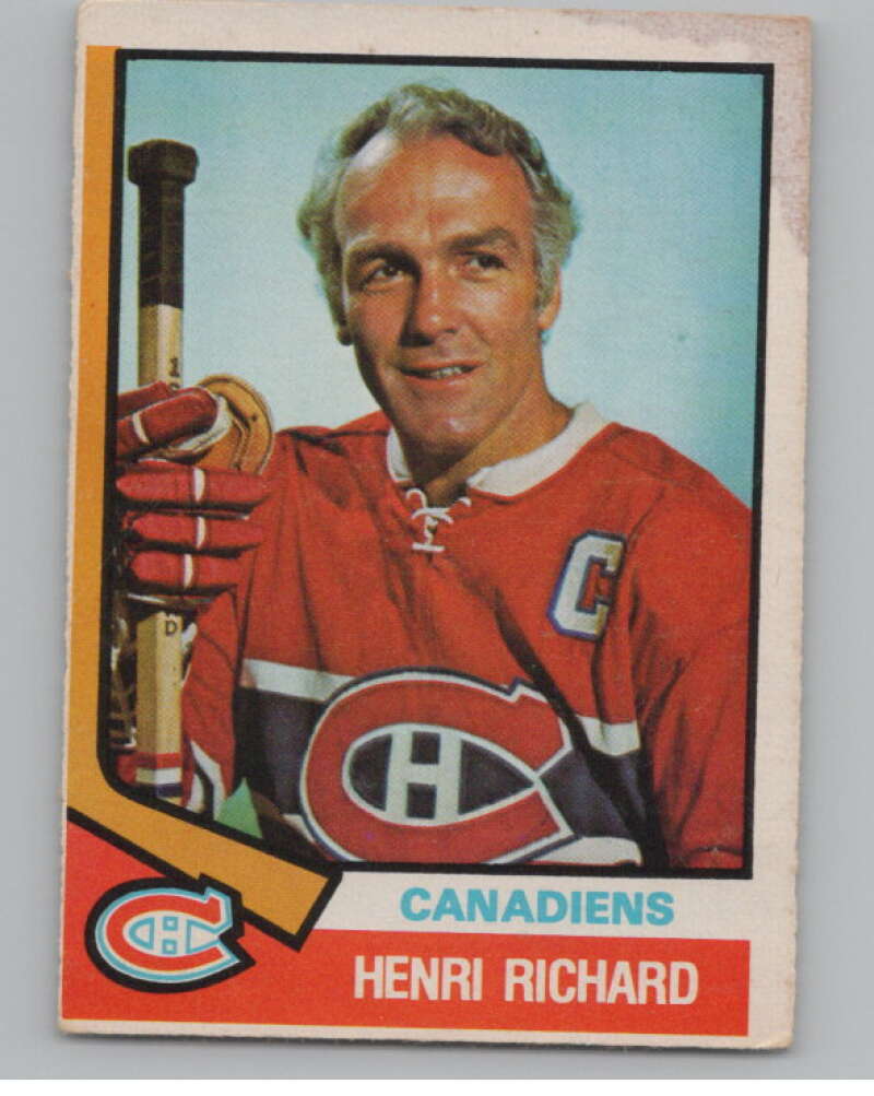 1974-75 O-Pee-Chee #321 Henri Richard  Montreal Canadiens  V103807 Image 1