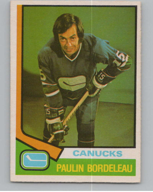 1974-75 O-Pee-Chee #340 Paulin Bordeleau  RC Rookie Canucks  V103831 Image 1