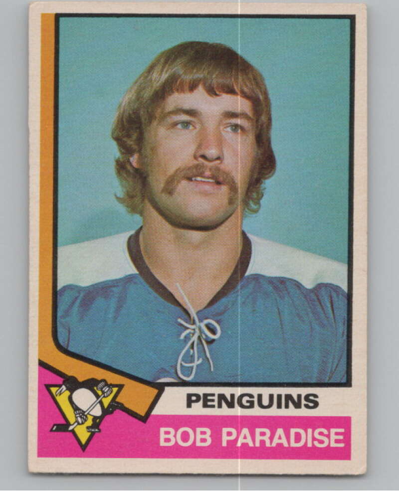 1974-75 O-Pee-Chee #343 Bob Paradise RC Rookie Pittsburgh Penguins  V103834 Image 1