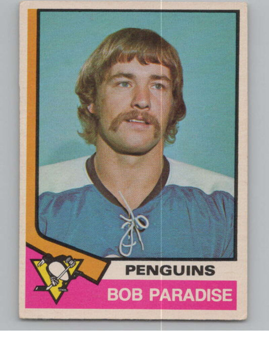 1974-75 O-Pee-Chee #343 Bob Paradise RC Rookie Pittsburgh Penguins  V103834 Image 1