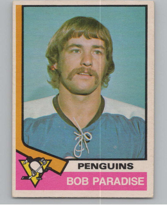 1974-75 O-Pee-Chee #343 Bob Paradise RC Rookie Pittsburgh Penguins  V103835 Image 1