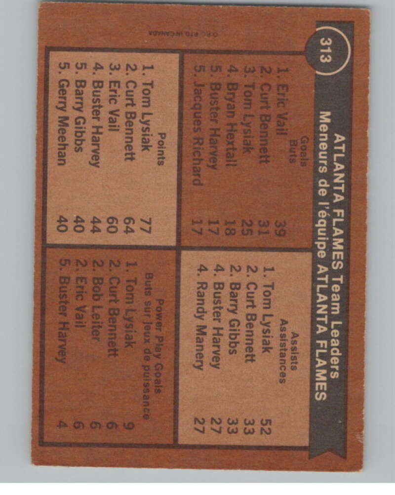1975-76 O-Pee-Chee #313 Tom Lysiak TL Hockey Atlanta Flames  V104002 Image 2