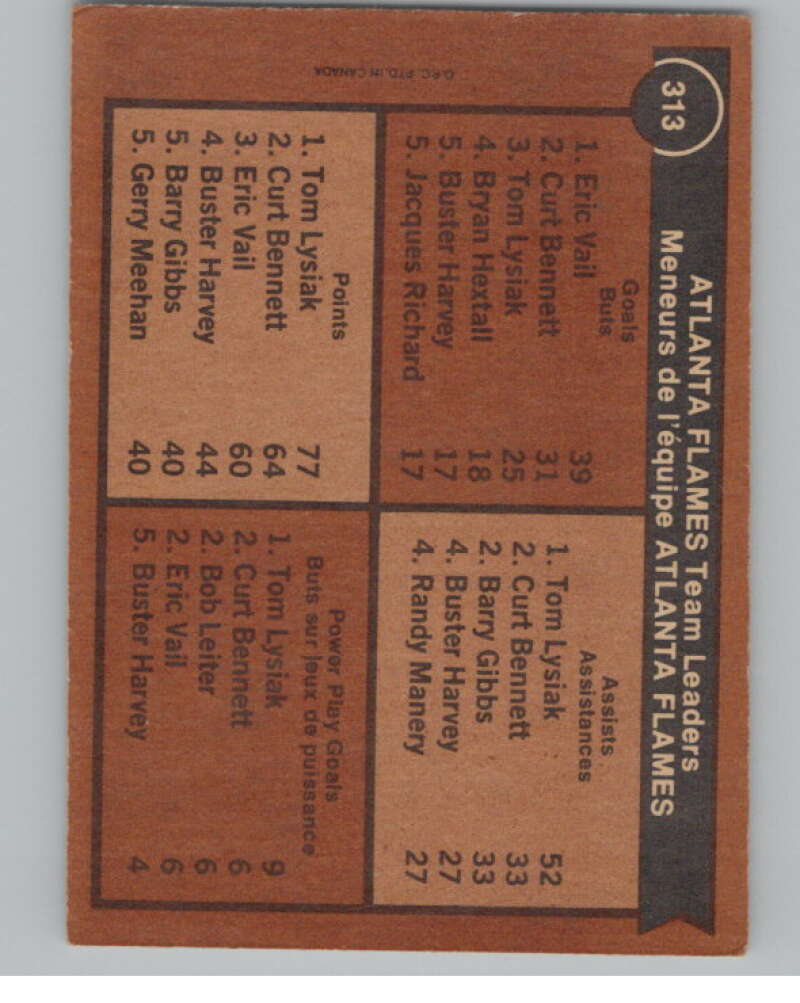 1975-76 O-Pee-Chee #313 Tom Lysiak TL Hockey Atlanta Flames  V104003 Image 2